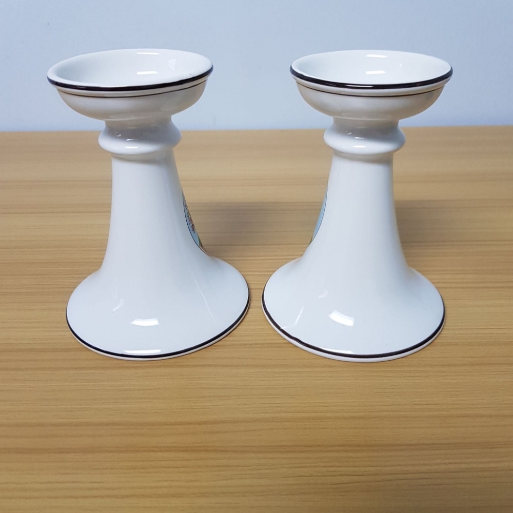 Villeroy & Boch Candle Stick Holders Taper Luxembourg Porcelain Naif Tree Scene - Picture 5 of 8